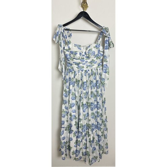 PETAL & PUP Floret Bow Strap Midi Sundress in Blue Size Large - Picture 4 of 10